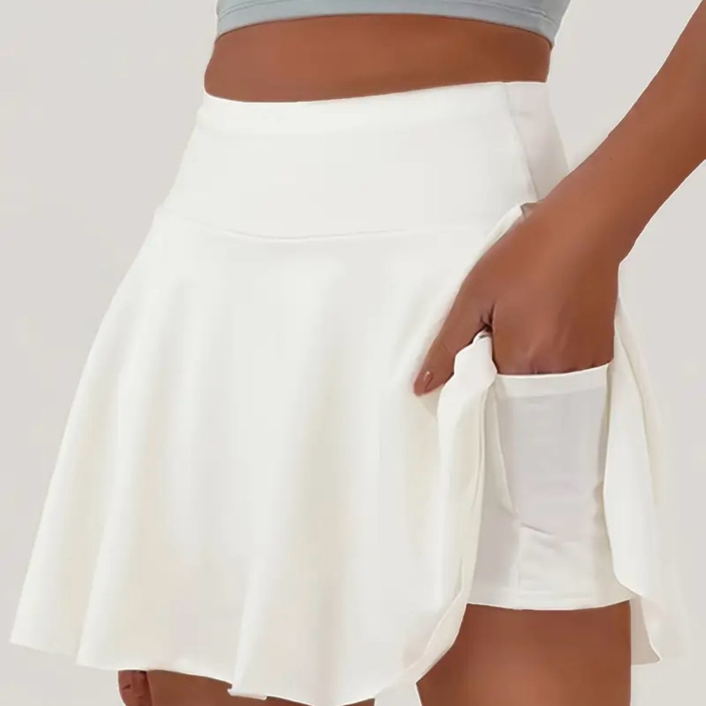Women's White Athletic Skort with Built-In Shorts